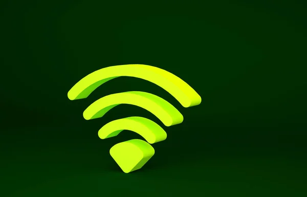 Yellow Wireless Internet Network Symbol Icon Isolated Green Background Minimalism — Stock Photo, Image