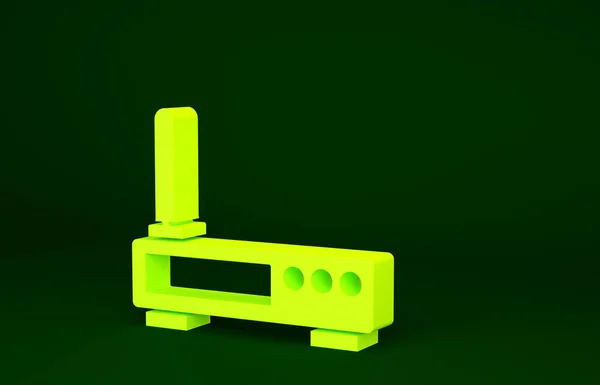 Žlutý Směrovač Ikona Signálu Izolované Zeleném Pozadí Bezdrátový Router Modemu — Stock fotografie