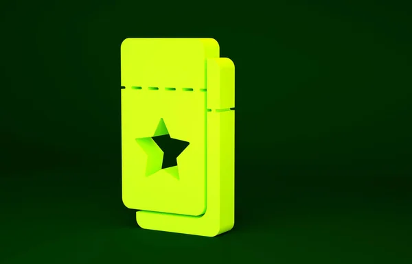 Icono Entrada Cine Amarillo Aislado Sobre Fondo Verde Concepto Minimalista — Foto de Stock