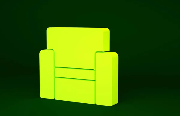 Κίτρινη Εικόνα Καρέκλας Κινηματογράφου Απομονωμένη Πράσινο Φόντο Μινιμαλιστική Έννοια Απεικόνιση — Φωτογραφία Αρχείου
