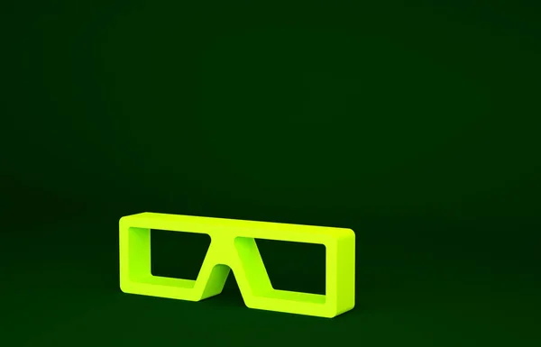 Yellow Cinema Glasses Icon Isolated Green Background Minimalism Concept Illustration — Stock Photo, Image