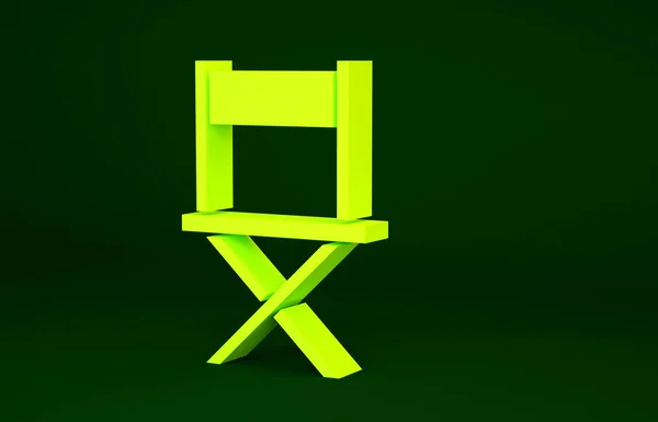 Ícone Cadeira Filme Diretor Amarelo Isolado Fundo Verde Indústria Cinematográfica — Fotografia de Stock