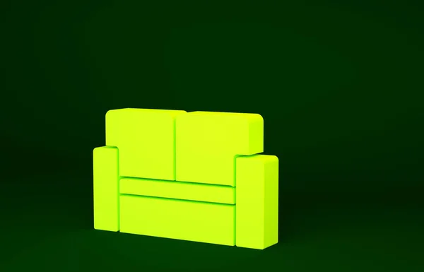 Ícone Cadeira Cinema Amarelo Isolado Fundo Verde Conceito Minimalismo Ilustração — Fotografia de Stock