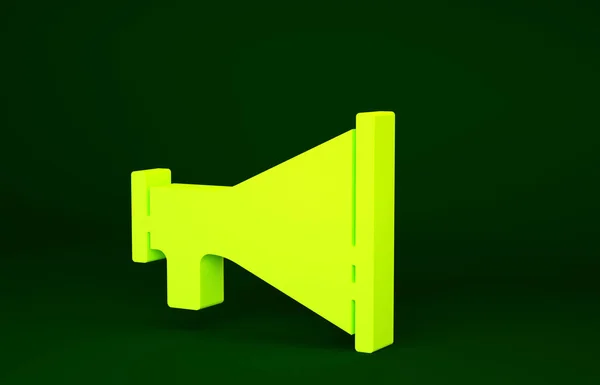 Gul Megafon Ikon Isolerad Grön Bakgrund Talarskylt Minimalistiskt Koncept Återgivning — Stockfoto