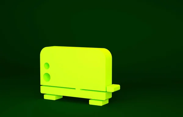 Ícone Torradeira Amarela Isolado Fundo Verde Conceito Minimalismo Ilustração Render — Fotografia de Stock