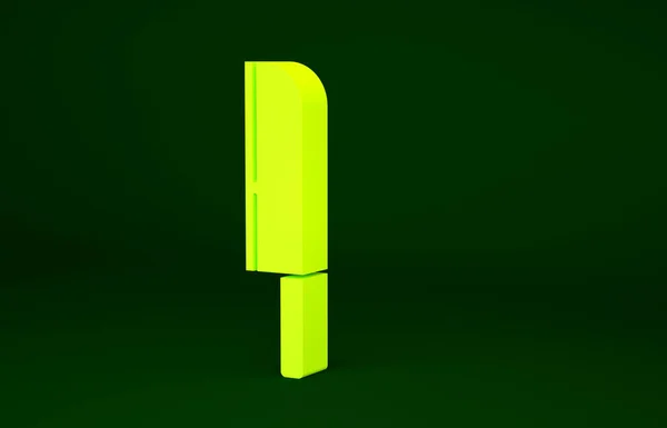 Gele Knife Icoon Geïsoleerd Groene Achtergrond Bestek Symbool Minimalisme Concept — Stockfoto