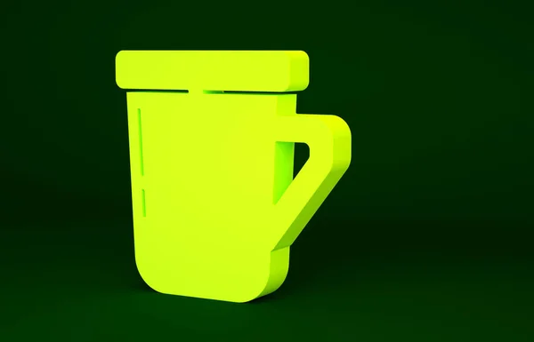 Gele Koffiebeker Pictogram Geïsoleerd Groene Achtergrond Theekopje Warme Drank Koffie — Stockfoto