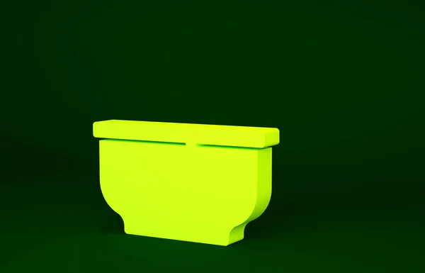 Gelbe Schüssel Symbol Isoliert Auf Grünem Hintergrund Minimalismus Konzept Illustration — Stockfoto