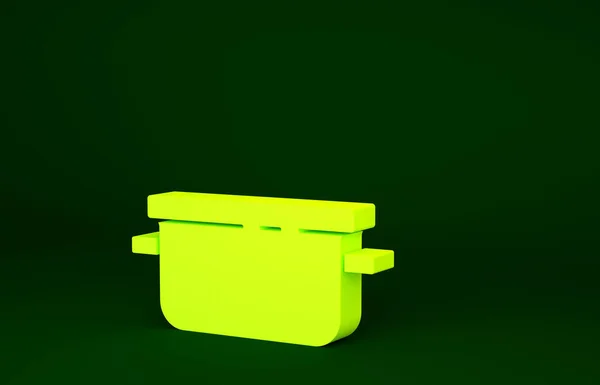 Yellow Cooking Pot Icon Isolated Green Background Boil Stew Food — Stock Photo, Image