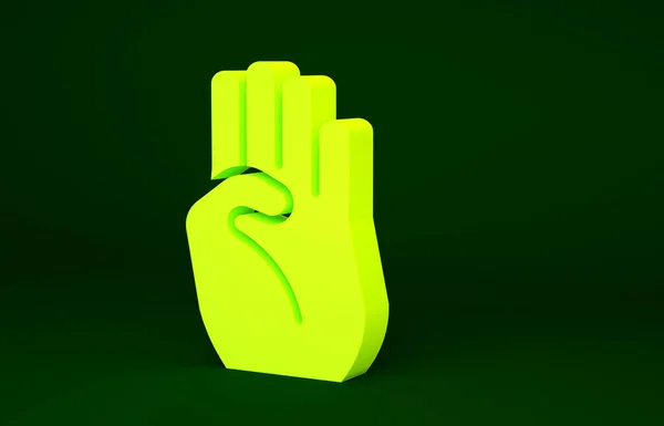 Gul Indisk Symbol Hand Ikon Isolerad Grön Bakgrund Minimalistiskt Koncept — Stockfoto