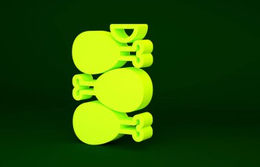 Sarı Hint yemeği Tandoori tavuk ikonu yeşil arka planda izole edilmiş. Minimalizm kavramı. 3d illüstrasyon 3B canlandırma.