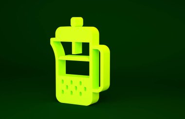 Sarı Fransız basın simgesi yeşil arkaplanda izole edildi. Minimalizm kavramı. 3d illüstrasyon 3B canlandırma.