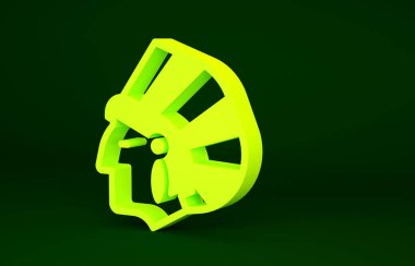 Yeşil arka planda izole edilmiş sarı Kızılderili ikonu. Minimalizm kavramı. 3d illüstrasyon 3B canlandırma.