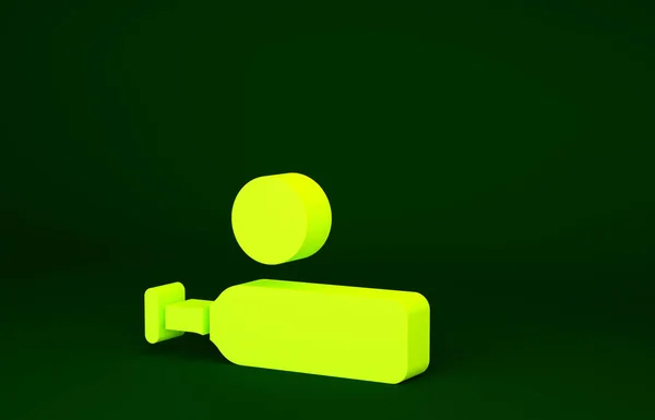 Geel Hout Cricket Bat Bal Pictogram Geïsoleerd Groene Achtergrond Minimalisme — Stockfoto