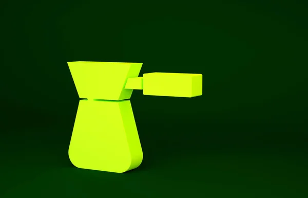 Жовта Піктограма Coffee Turk Ізольована Зеленому Тлі Концепція Мінімалізму Ілюстрація — стокове фото