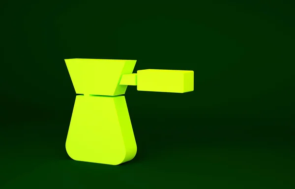 Ícone Turca Café Amarelo Isolado Fundo Verde Conceito Minimalismo Ilustração — Fotografia de Stock