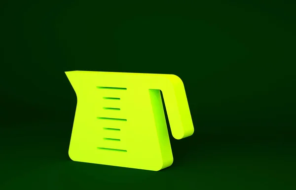 Жовтий Значок Кавового Горщика Ізольовано Зеленому Фоні Концепція Мінімалізму Ілюстрація — стокове фото