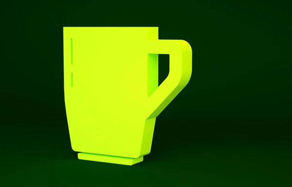 Amarelo Ícone Xícara Café Isolado Fundo Verde Uma Chávena Café — Fotografia de Stock