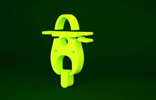 Gul Scooter Ikon Isolerad Grön Bakgrund Minimalistiskt Koncept Återgivning För — Stockfoto