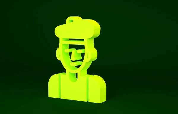 黄色的法国男子图标孤立在绿色的背景上 最低纲领的概念 3D渲染3D插图 — 图库照片