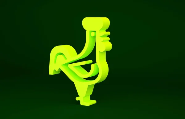 Gul Fransk Tupp Ikon Isolerad Grön Bakgrund Minimalistiskt Koncept Återgivning — Stockfoto