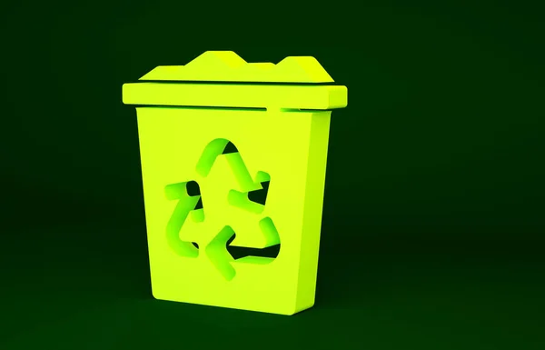 Papelera Reciclaje Amarillo Con Icono Símbolo Reciclaje Aislado Sobre Fondo — Foto de Stock