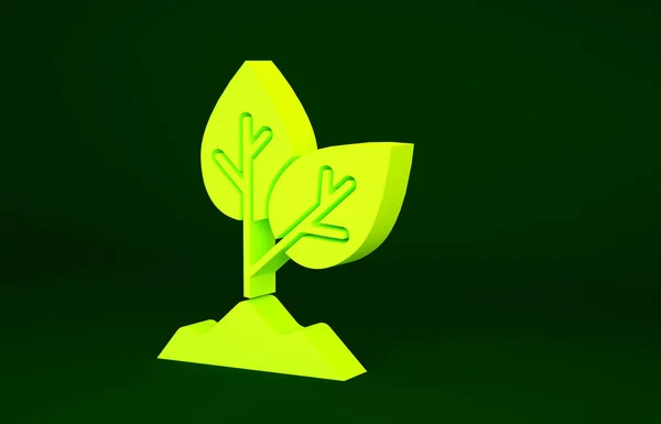 Жовтий Значок Рослини Ізольовано Зеленому Тлі Насіння Розсада Знак Листя — стокове фото