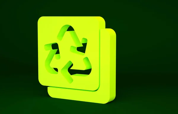 Gelbes Symbol Für Recycling Auf Grünem Hintergrund Kreisförmiges Pfeilsymbol Umwelt — Stockfoto