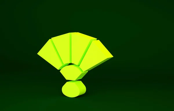 緑の背景に隔離された黄色のファンフラメンコアクセサリーアイコン 最小限の概念 3Dイラスト3Dレンダリング — ストック写真