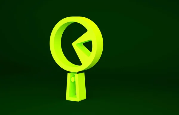緑の背景に隔離されたフライパンのアイコンに黄色のオムレツ スキルでオムレツ 最小限の概念 3Dイラスト3Dレンダリング — ストック写真
