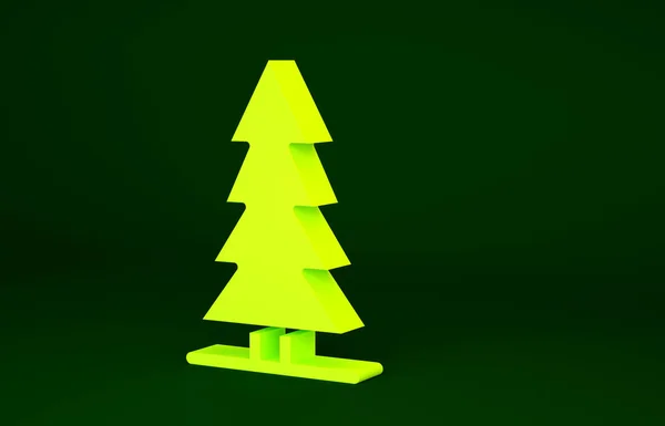 Yellow Canadian Spruce Icon Isolated Green Background Forest Spruce Minimalism — Stock Photo, Image