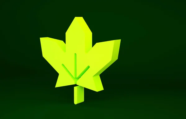 Gelbes Kanadisches Ahornblatt Symbol Isoliert Auf Grünem Hintergrund Kanada Symbolisiert — Stockfoto