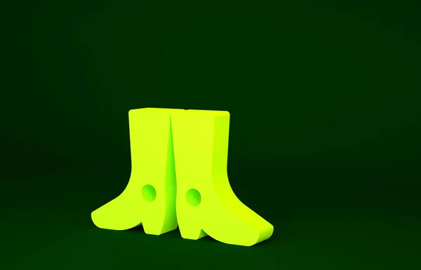 Icono Amarillo Ucraniano Del Calzado Nacional Aislado Sobre Fondo Verde — Foto de Stock