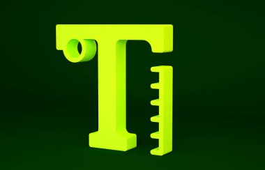 Yeşil arkaplanda sarı metin simgesi izole edildi. Minimalizm kavramı. 3d illüstrasyon 3B canlandırma.