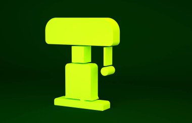 Yeşil arkaplanda sarı masa lambası simgesi izole edildi. Minimalizm kavramı. 3d illüstrasyon 3B canlandırma.
