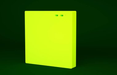 Sarı Oscilloscope sinyal dalga ikonu yeşil arkaplanda izole edildi. Minimalizm kavramı. 3d illüstrasyon 3B canlandırma.