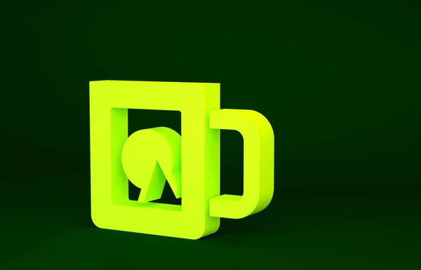 Gelbe Kaffeetasse Symbol Isoliert Auf Grünem Hintergrund Zum Mitnehmen Minimalismus — Stockfoto