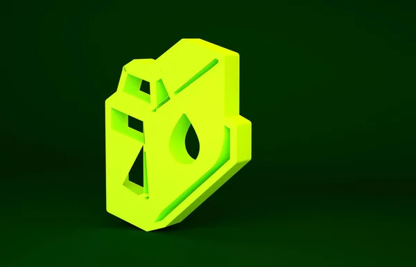 緑の背景に隔離された黄色のプリンタインクカートリッジアイコン 最小限の概念 3Dイラスト3Dレンダリング — ストック写真