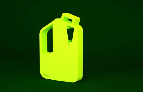 Icono Botella Tinta Impresora Amarilla Aislado Sobre Fondo Verde Concepto — Foto de Stock