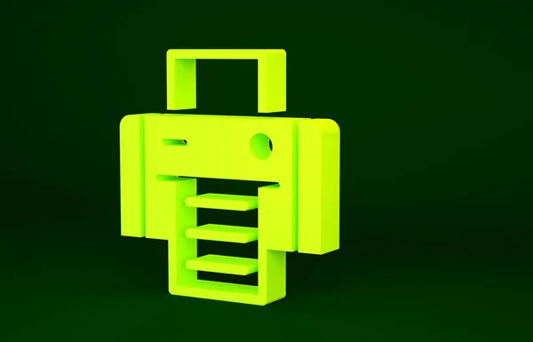Yellow Printer Icon Isolated Green Background Minimalism Concept Illustration Render — Stock Photo, Image