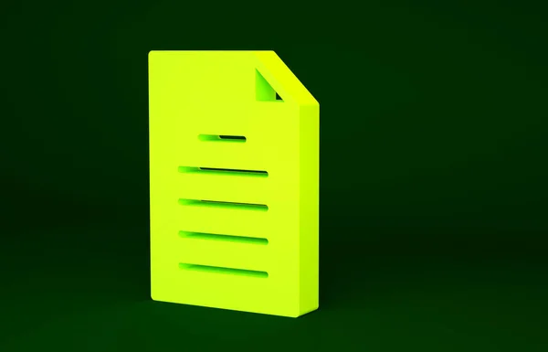Gelbes Dateidokument Symbol Auf Grünem Hintergrund Checklisten Symbol Geschäftskonzept Minimalismus — Stockfoto