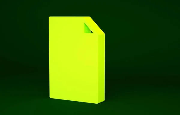 Жовтий Порожній Значок Документа Ізольовано Зеленому Тлі Піктограма Контрольного Списку — стокове фото