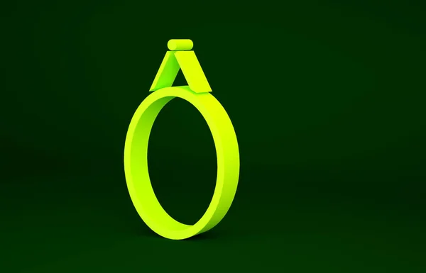 Gelber Spiegel Symbol Isoliert Auf Grünem Hintergrund Minimalismus Konzept Illustration — Stockfoto