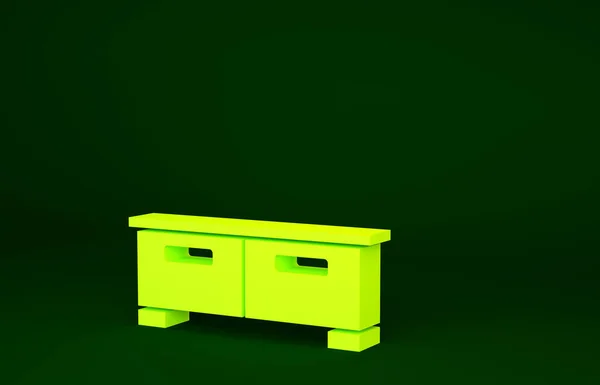 Yellow Chest Drawers Icon Isolated Green Background Minimalism Concept Illustration — Stock Photo, Image