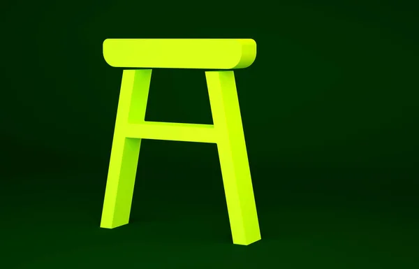 绿色背景上孤立的黄色椅子图标 最低纲领的概念 3D渲染3D插图 — 图库照片