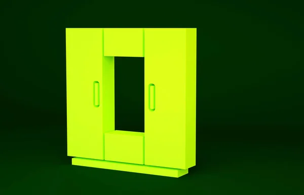 Ícone Guarda Roupa Amarelo Isolado Fundo Verde Conceito Minimalismo Ilustração — Fotografia de Stock