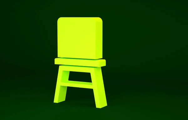 Yellow Chair icon isolated on green background. Minimalism concept. 3d illustration 3D render.