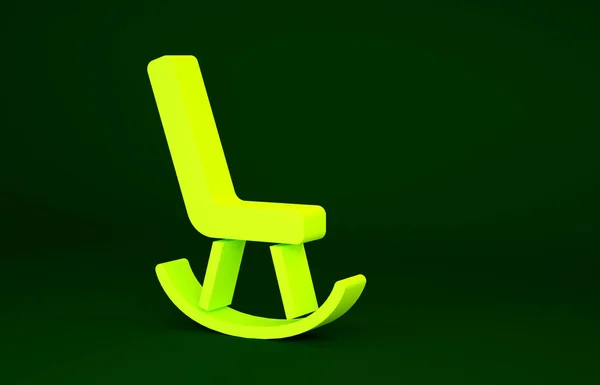 緑の背景に隔離された黄色の肘掛け椅子のアイコン 最小限の概念 3Dイラスト3Dレンダリング — ストック写真