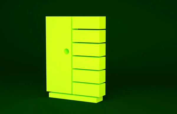 Ícone Guarda Roupa Amarelo Isolado Fundo Verde Conceito Minimalismo Ilustração — Fotografia de Stock