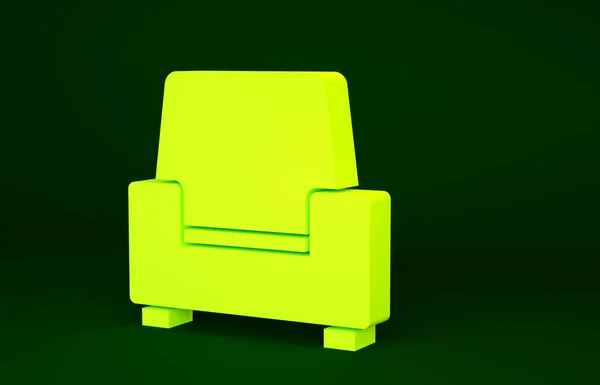 Ícone Poltrona Amarelo Isolado Fundo Verde Conceito Minimalismo Ilustração Render — Fotografia de Stock